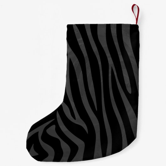 Zebra Black and Gray Print Kleiner Weihnachtsstrumpf (Rückseite)