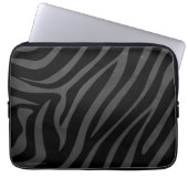 Zebra Black and Gray Print Laptopschutzhülle (Vorderseite)