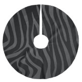 Zebra Black and Gray Print Polyester Weihnachtsbaumdecke (Vorderseite)