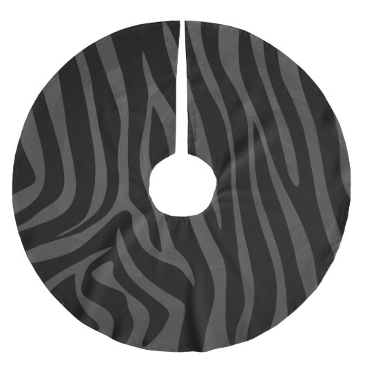 Zebra Black and Gray Print Polyester Weihnachtsbaumdecke (Vorderseite)