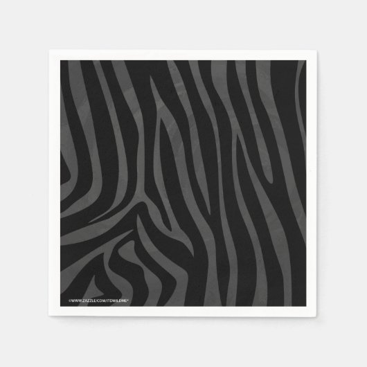 Zebra Black and Gray Print Serviette (Vorderseite)