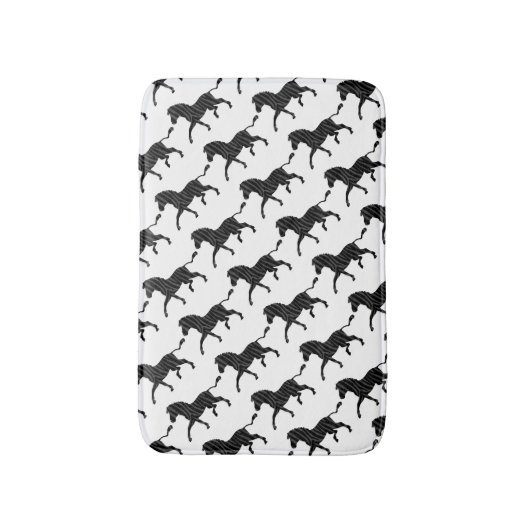 Zebra Black and Gray Print Silhouette Badematte (Vorderseite Vertikal)