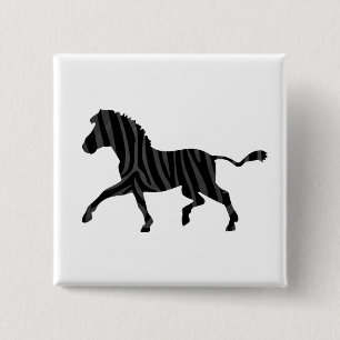 Zebra Black and Gray Print Silhouette Button