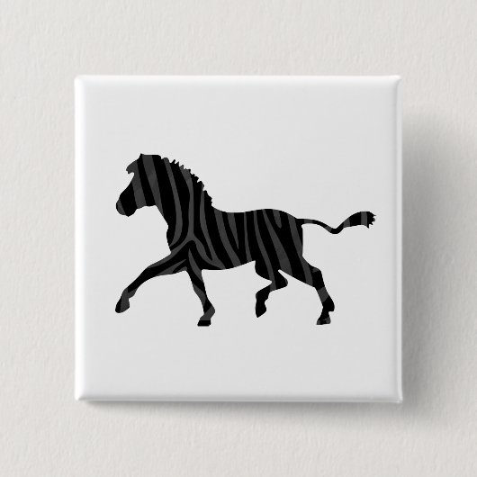 Zebra Black and Gray Print Silhouette Button (Vorderseite)