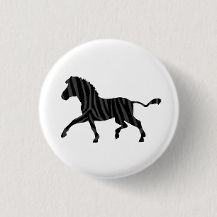 Zebra Black and Gray Print Silhouette Button