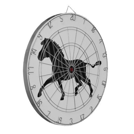 Zebra Black and Gray Print Silhouette Dartscheibe (Vorderseite Links)