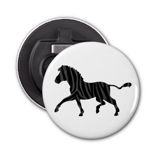 Zebra Black and Gray Print Silhouette Flaschenöffner (Vorderseite)