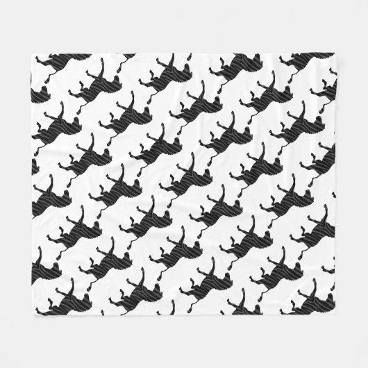 Zebra Black and Gray Print Silhouette Fleecedecke (Vorderseite (Horizontal))