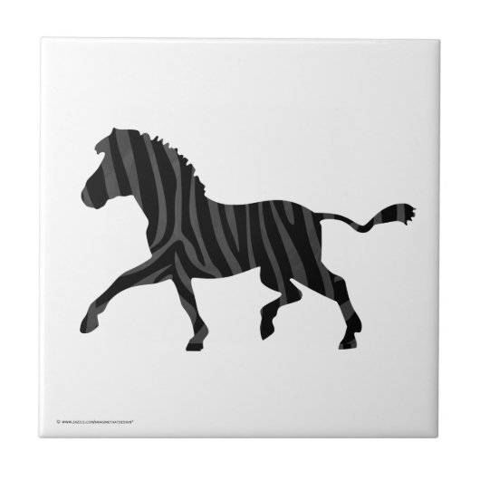 Zebra Black and Gray Print Silhouette Fliese (Vorderseite)