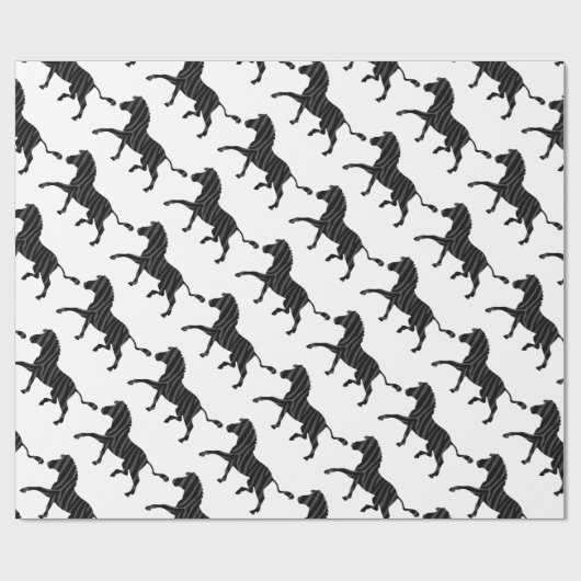 Zebra Black and Gray Print Silhouette Geschenkpapier (Flach)