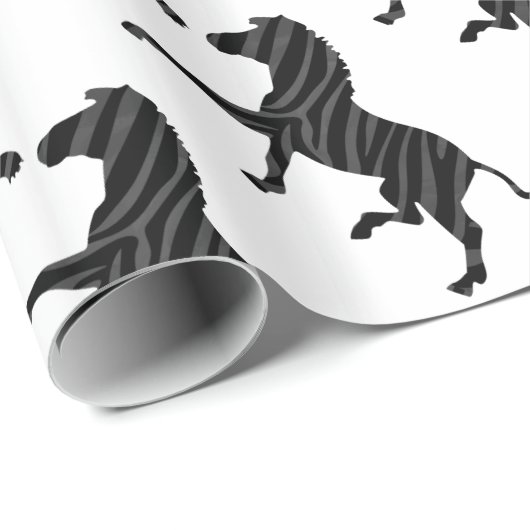 Zebra Black and Gray Print Silhouette Geschenkpapier (Rolleneckpunkt)
