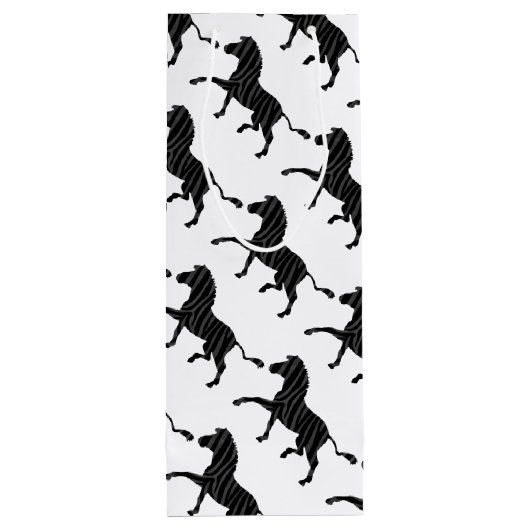 Zebra Black and Gray Print Silhouette Geschenktüte Für Weinflaschen (Rückseite)