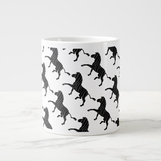 Zebra Black and Gray Print Silhouette Jumbo-Tasse (Vorderseite)