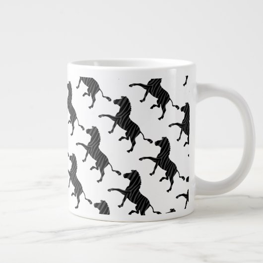 Zebra Black and Gray Print Silhouette Jumbo-Tasse (Rechts)