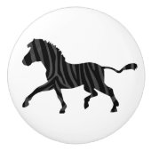 Zebra Black and Gray Print Silhouette Keramikknauf (Vorderseite)