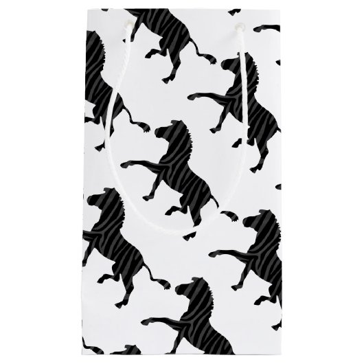 Zebra Black and Gray Print Silhouette Kleine Geschenktüte (Vorderseite)