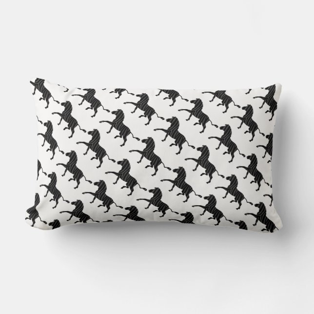 Zebra Black and Gray Print Silhouette Lendenkissen (Vorderseite)