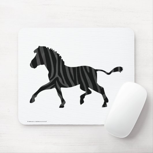 Zebra Black and Gray Print Silhouette Mousepad (Mit Mouse)
