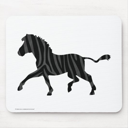 Zebra Black and Gray Print Silhouette Mousepad (Vorne)