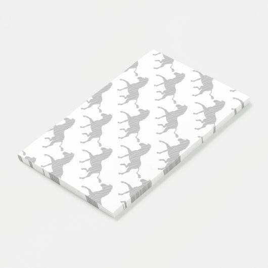 Zebra Black and Gray Print Silhouette Post-it Klebezettel (angewinkelt)