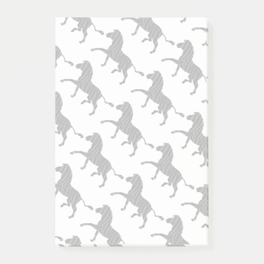 Zebra Black and Gray Print Silhouette Post-it Klebezettel (Vorderseite)