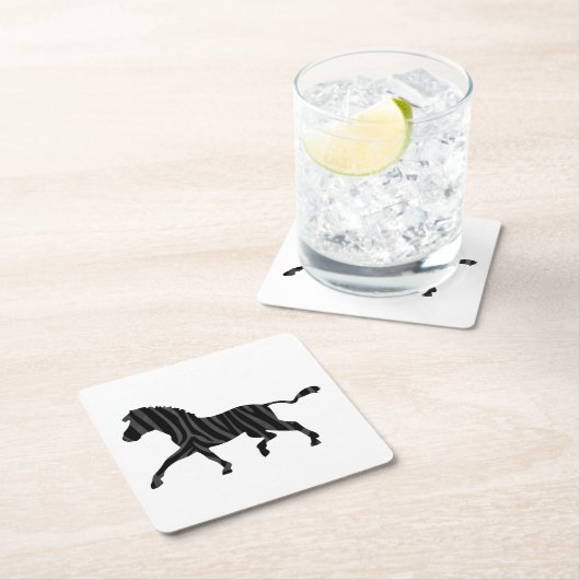 Zebra Black and Gray Print Silhouette Rechteckiger Pappuntersetzer (Vor Ort)