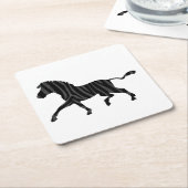 Zebra Black and Gray Print Silhouette Rechteckiger Pappuntersetzer (angewinkelt)