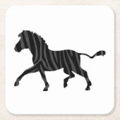 Zebra Black and Gray Print Silhouette Rechteckiger Pappuntersetzer (Vorderseite)