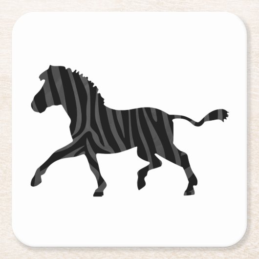 Zebra Black and Gray Print Silhouette Rechteckiger Pappuntersetzer (Vorderseite)