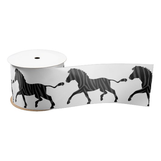 Zebra Black and Gray Print Silhouette Satinband (Spule)