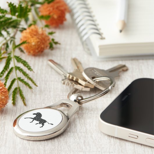 Zebra Black and Gray Print Silhouette Schlüsselanhänger (Seite)