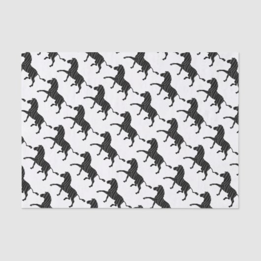 Zebra Black and Gray Print Silhouette Seidenpapier (Vorderseite)