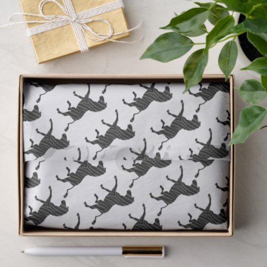 Zebra Black and Gray Print Silhouette Seidenpapier (Geschenk)