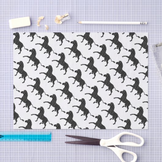Zebra Black and Gray Print Silhouette Seidenpapier (Handwerk)