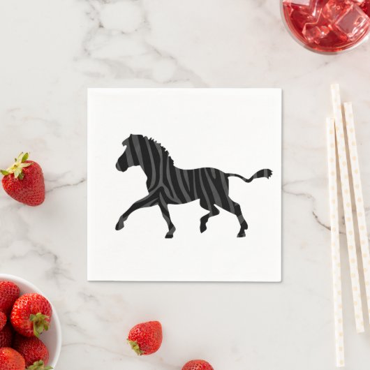 Zebra Black and Gray Print Silhouette Serviette (Beispiel)