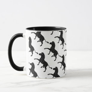 Zebra Black and Gray Print Silhouette Tasse