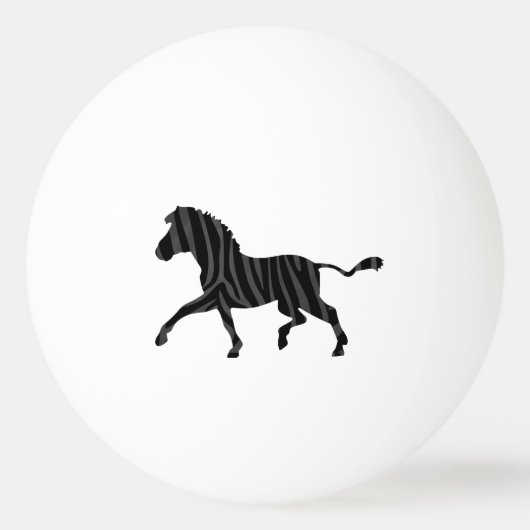 Zebra Black and Gray Print Silhouette Tischtennisball (Rückseite)