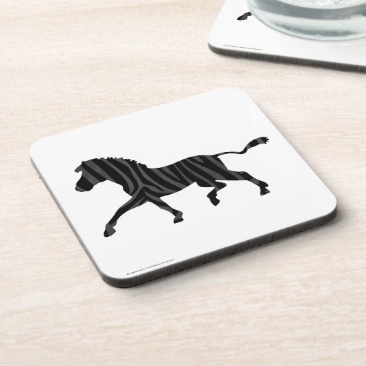 Zebra Black and Gray Print Silhouette Untersetzer (Linke Seite)