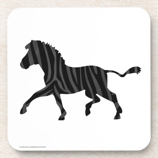 Zebra Black and Gray Print Silhouette Untersetzer (Vorderseite)