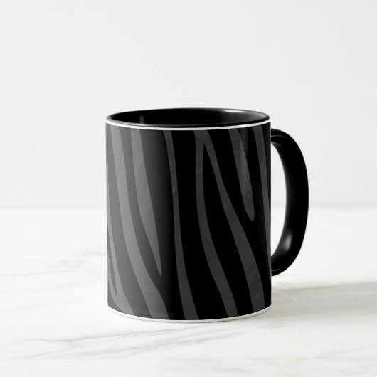 Zebra Black and Gray Print Tasse (VorderseiteRechts)