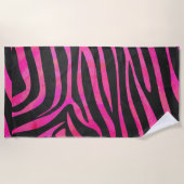 Zebra Black and Hot Pink Art Strandtuch (Vorderseite)