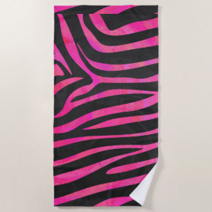 Zebra Black and Hot Pink Art Strandtuch