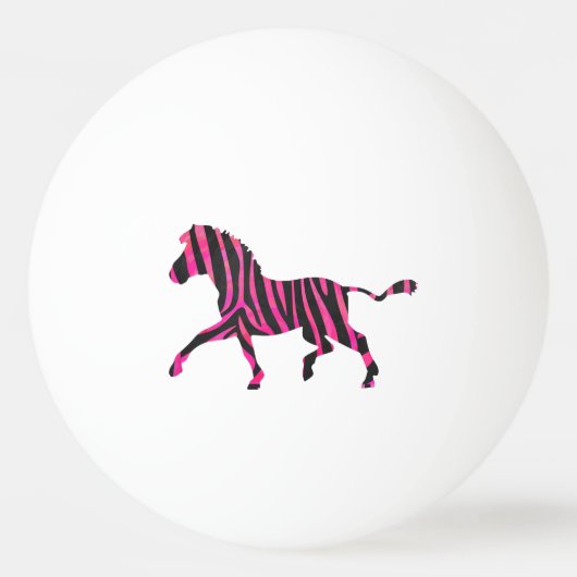 Zebra Black and Hot Pink Silhouette Tischtennisball (Rückseite)