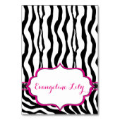 Zebra Black and Hot Pink Zent Table Card Tischnummer (Vorderseite)