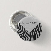 Zebra Black and Light Gray Monogram Button (Vorne & Hinten)