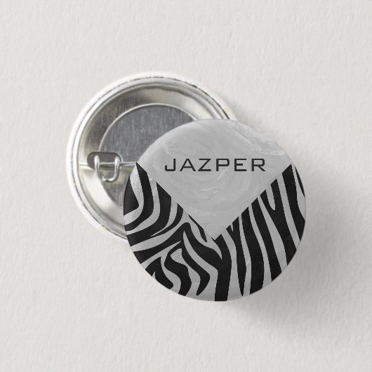 Zebra Black and Light Gray Monogram Button (Vorne & Hinten)