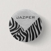 Zebra Black and Light Gray Monogram Button (Vorderseite)