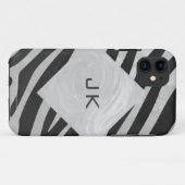 Zebra Black and Light Gray Monogram Case-Mate iPhone Hülle (Rückseite (Horizontal))
