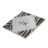 Zebra Black and Light Gray Monogram Fliese (Seite)