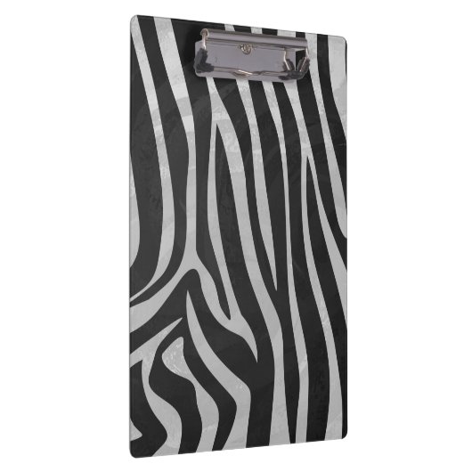 Zebra Black and Light Gray Monogram Klemmbrett (Rechts)